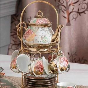 Teapot Set Cups & Saucers w/Stand Turkish-style Espresso Coffee